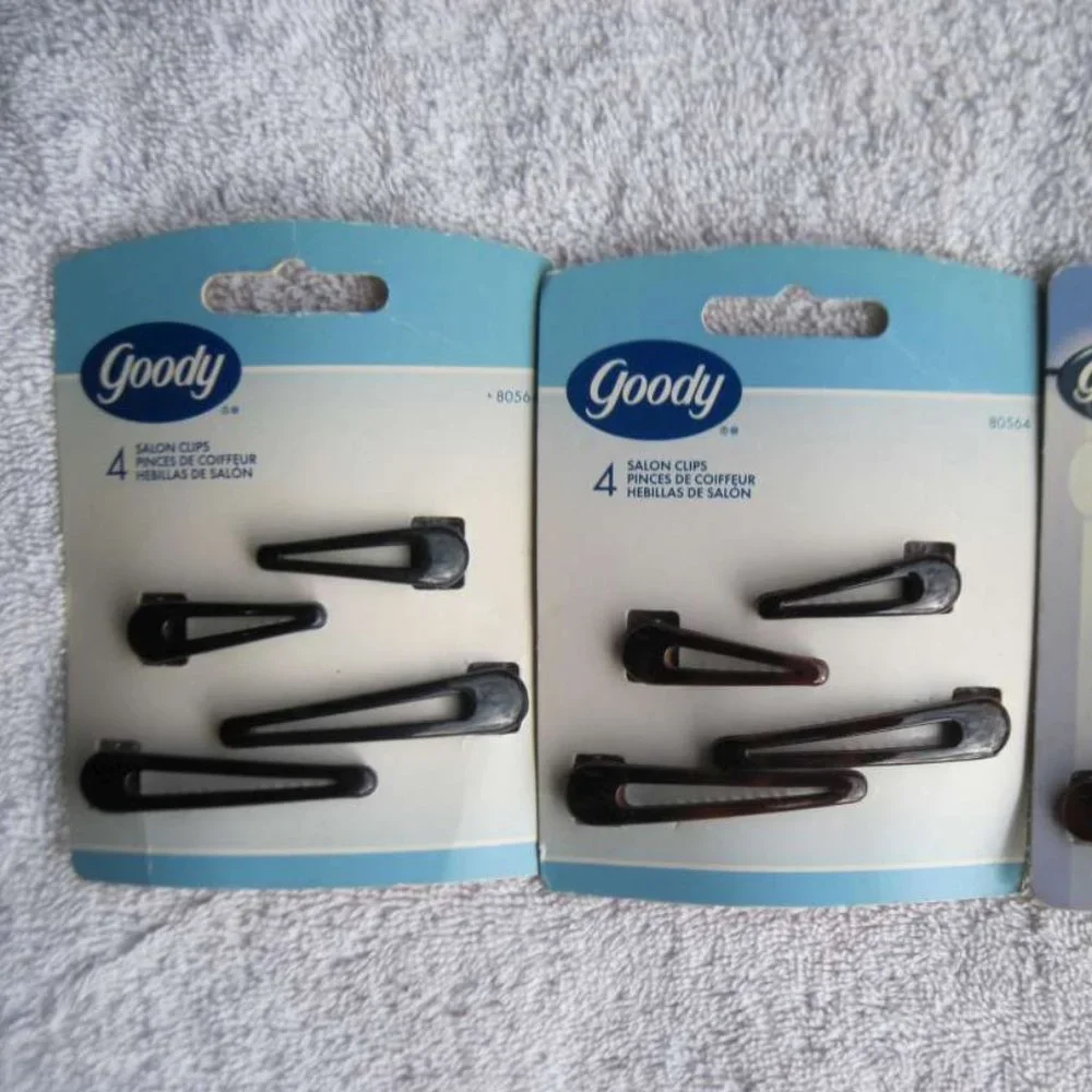 4 Goody Plastic Salon Clips Spring Backs Secure Hair Section Dark Black Red 2002